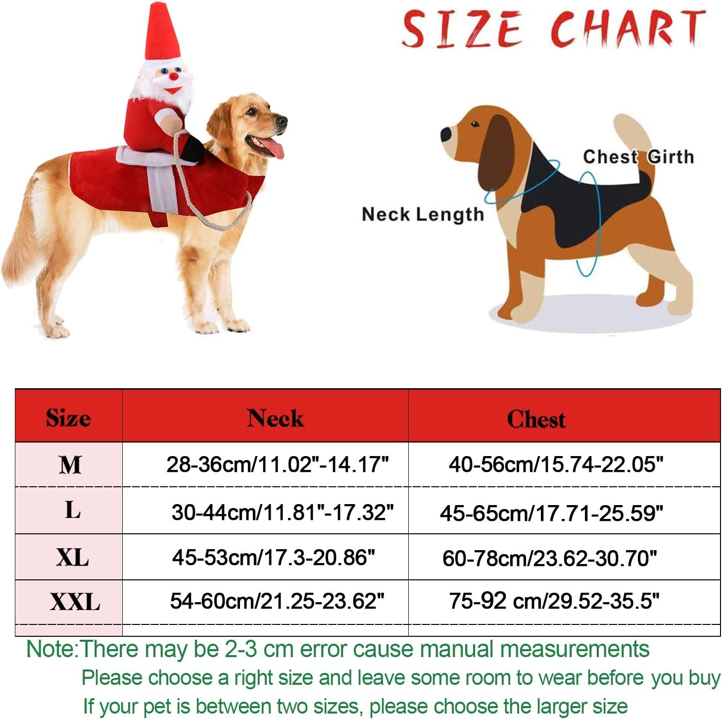 Christmas Dog Costume Funny Dog Christmas Santa Claus Costume Riding on Dog Pet Cat Christmas Holiday Outfit Pet Christmas Clothes Dressing up for Halloween Christmas Party