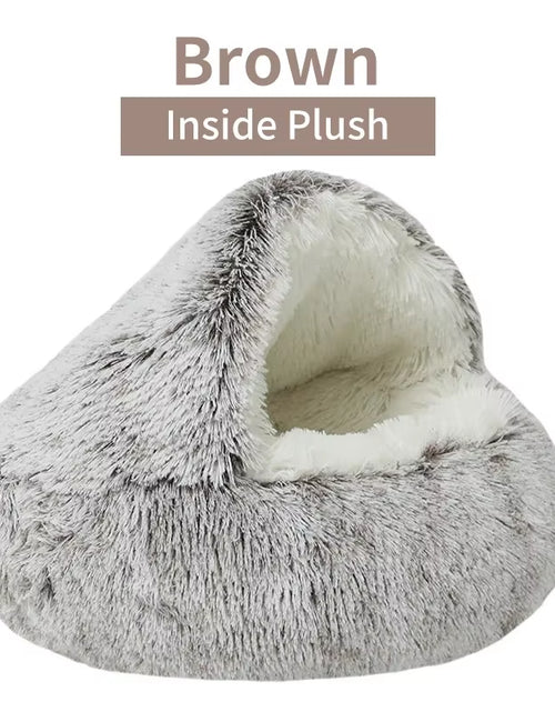 Load image into Gallery viewer, Winter Plush Pet Cat Bed round Cat Cushion Cat House 2 in 1 Warm Cats Basket Pet Sleep Bag Kitten Nest Kennel for Small Dog Cats
