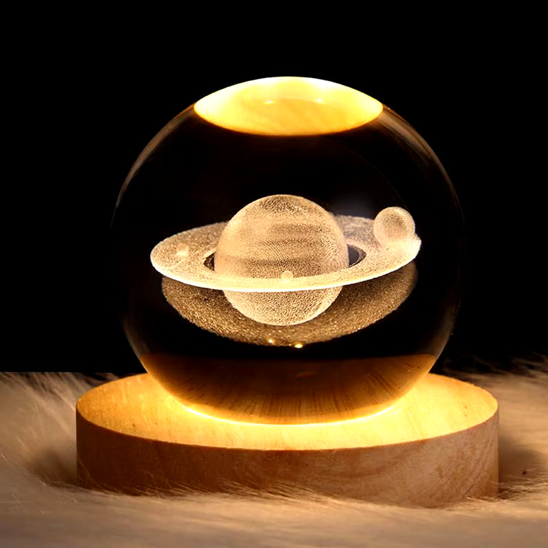 Crystal Ball Night Light 3D Moon Solar System Table Lamp LED Crystal Ball Children Friends Party Birthday Gifts Room Decor