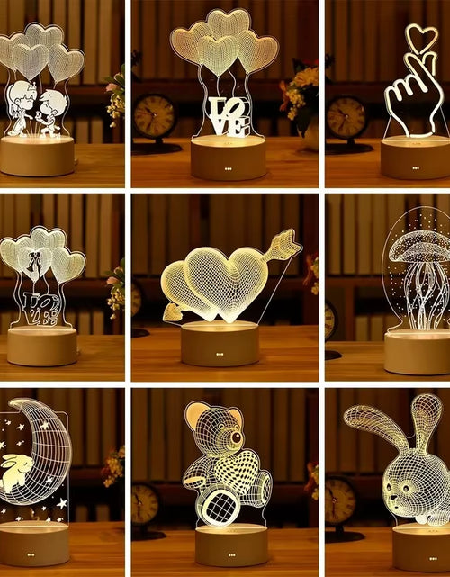 Load image into Gallery viewer, Romantic Love 3D Acrylic Led Lamp for Home Children&#39;S Night Light Table Lamp Birthday Party Decor Valentine&#39;S Day Bedsid
